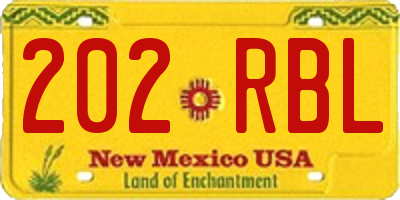NM license plate 202RBL