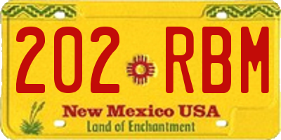 NM license plate 202RBM