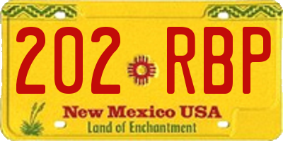 NM license plate 202RBP