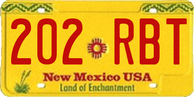 NM license plate 202RBT