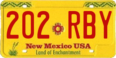 NM license plate 202RBY
