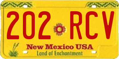 NM license plate 202RCV