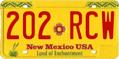 NM license plate 202RCW