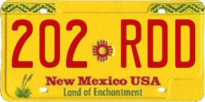 NM license plate 202RDD