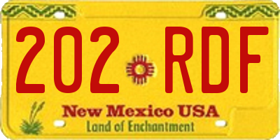 NM license plate 202RDF