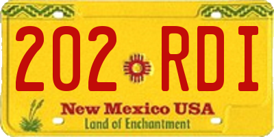 NM license plate 202RDI