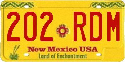 NM license plate 202RDM