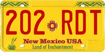 NM license plate 202RDT