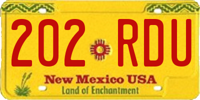 NM license plate 202RDU