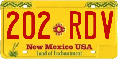 NM license plate 202RDV
