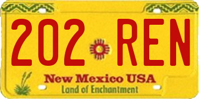 NM license plate 202REN