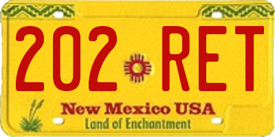 NM license plate 202RET