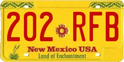 NM license plate 202RFB