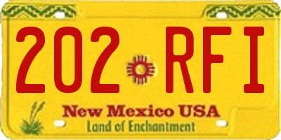 NM license plate 202RFI