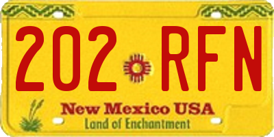 NM license plate 202RFN