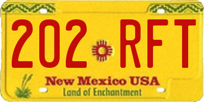 NM license plate 202RFT