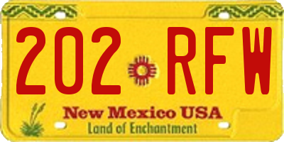 NM license plate 202RFW