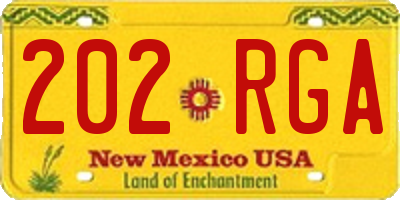 NM license plate 202RGA