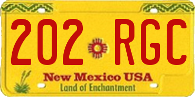NM license plate 202RGC