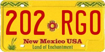 NM license plate 202RGO