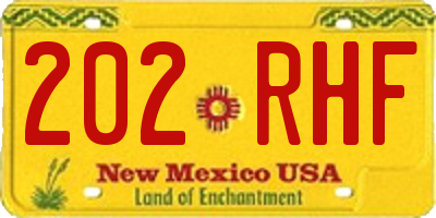 NM license plate 202RHF
