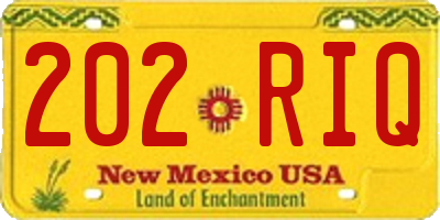 NM license plate 202RIQ