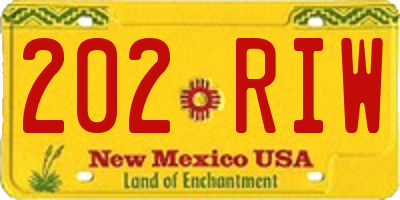 NM license plate 202RIW