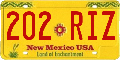 NM license plate 202RIZ