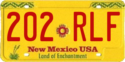 NM license plate 202RLF