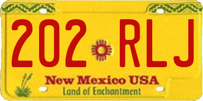 NM license plate 202RLJ