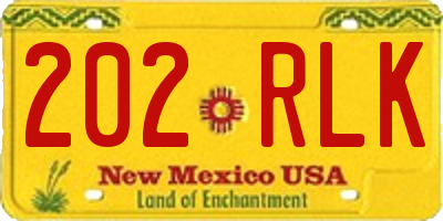 NM license plate 202RLK