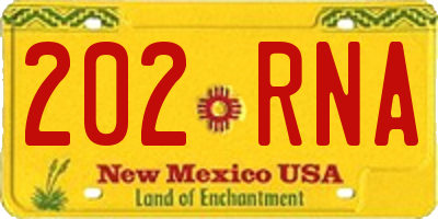 NM license plate 202RNA