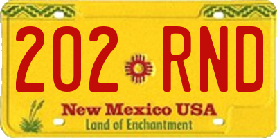 NM license plate 202RND