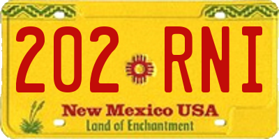 NM license plate 202RNI
