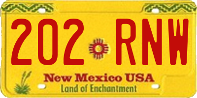 NM license plate 202RNW