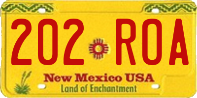 NM license plate 202ROA