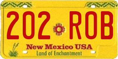 NM license plate 202ROB