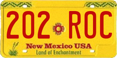 NM license plate 202ROC