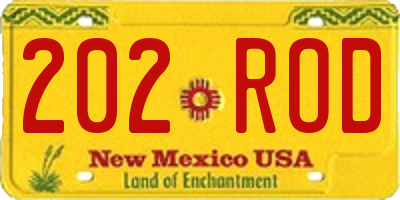 NM license plate 202ROD