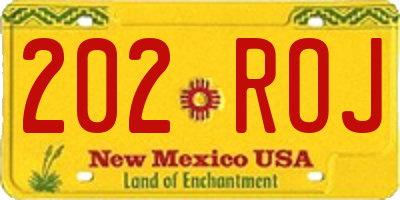 NM license plate 202ROJ