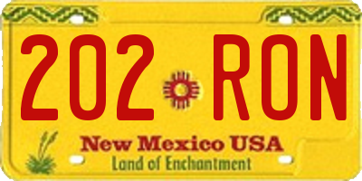 NM license plate 202RON