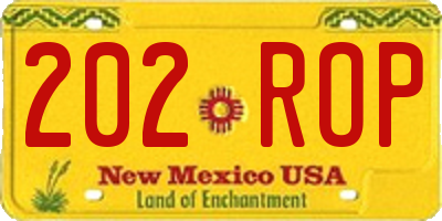 NM license plate 202ROP