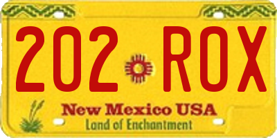 NM license plate 202ROX