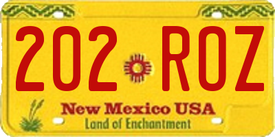 NM license plate 202ROZ