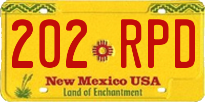 NM license plate 202RPD