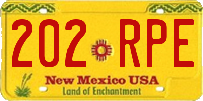 NM license plate 202RPE
