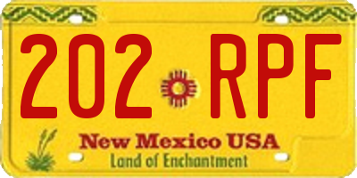 NM license plate 202RPF