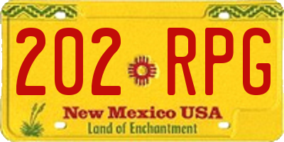 NM license plate 202RPG