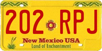 NM license plate 202RPJ