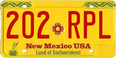 NM license plate 202RPL